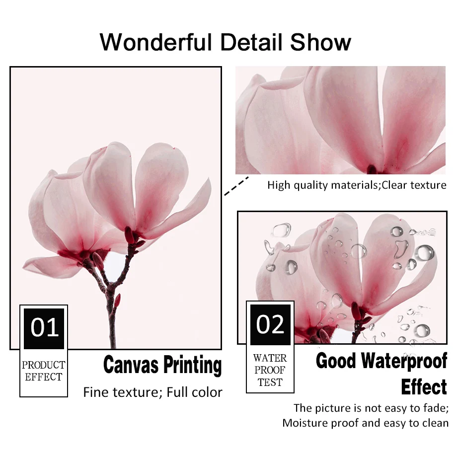 Pink Rose Magnolia Carnation Plant Swan Wall Art Canvas Painting Nordic Posters And Prints Wall Pictures For Living Room Decor