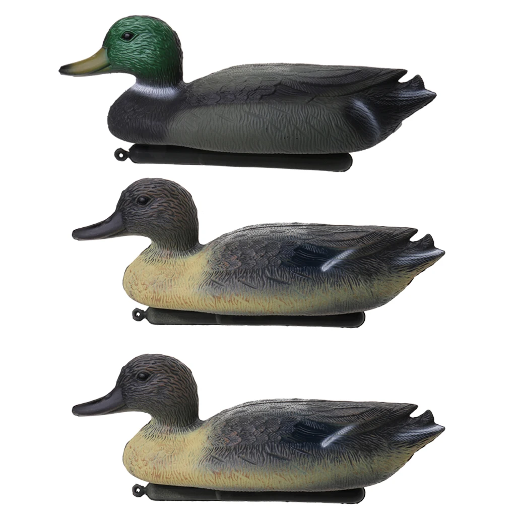 3 Pieces Premium PE 3D Lifelike Duck Hunting Decoy Floating Decoys Decoying Lawn Ornaments Garden Yard Scarer