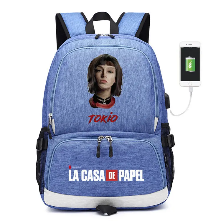 4 La Casa De Papel Школьная Сумка холщовый рюкзак зарядка через usb сумка на плечо Salvador Dali бумажный дом дорожная сумка для ноутбука Рюкзаки - Цвет: 4