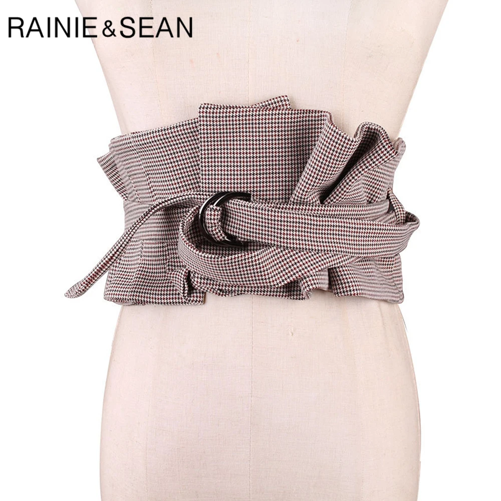 Renie SEAN холщовые пояса для женщин клетчатые широкие ремни для платьев дизайнерский бренд Высокая мода Дамская рубашка корсет пояс