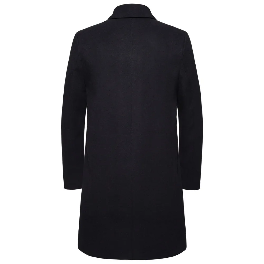 ZUSIGEL черный Тренч Для мужчин Slim Fit Однобортный Тренч Homme Простые Модные осеннее пальто Для мужчин