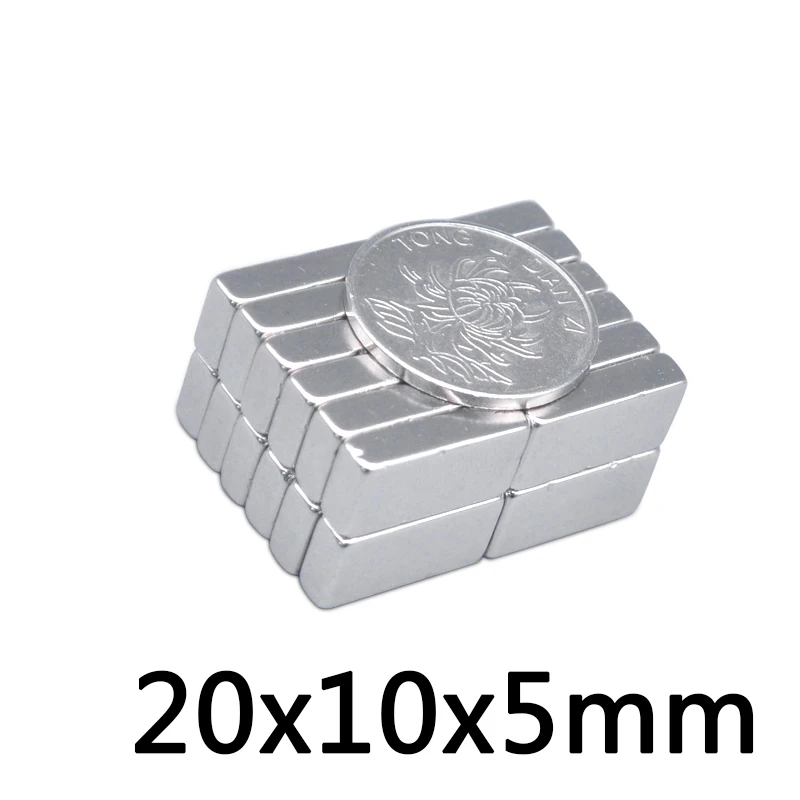 10 шт. 20x10x5 мм N35 Сильный квадратный NdFeB редкоземельный магнит 20*10*5 мм неодимовые магниты