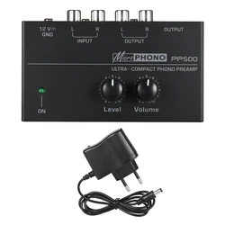 PP500 Phono Preamp Preamplifier with Level Volume Controls RCA Input Output 1/4 PP500 Phono Preamp Preamplifier with Level Volume Controls RCA Input Output 1/4