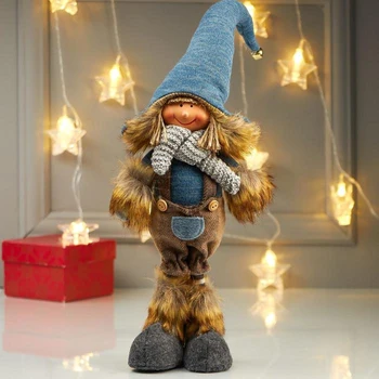 

Interior doll "Boy in a plaid overalls and a blue cap" 40x9x15 cm 4822690