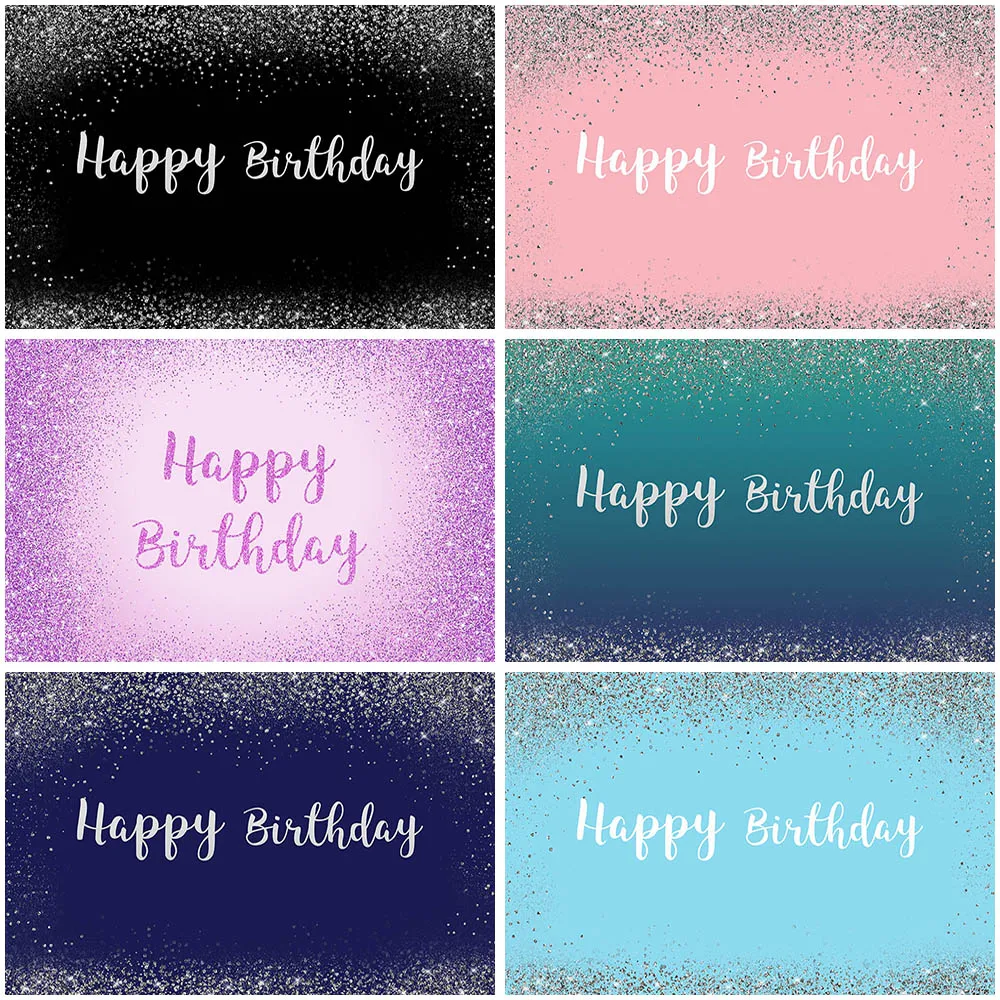 

Mocsicka Happy Birthday Backdrop Silver Diamond Glitter Birthday Party Photography Background Customize Birthday Party Banner