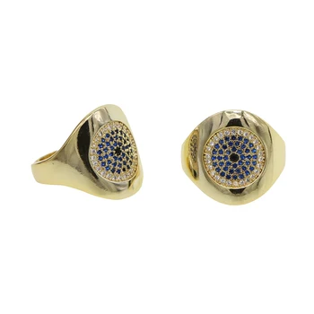 

Valentine's Day gold color Blue CZ round Rings For Women Jewelry Wedding Gift anillos acero inoxidable mujer