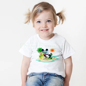 

Cute Summer Tshirt Pure cotton Graphic Flower Fashion Mickey Mouse T Shirt Ear Shirt Girls Tee Hipster Kids T Shirt harajuku