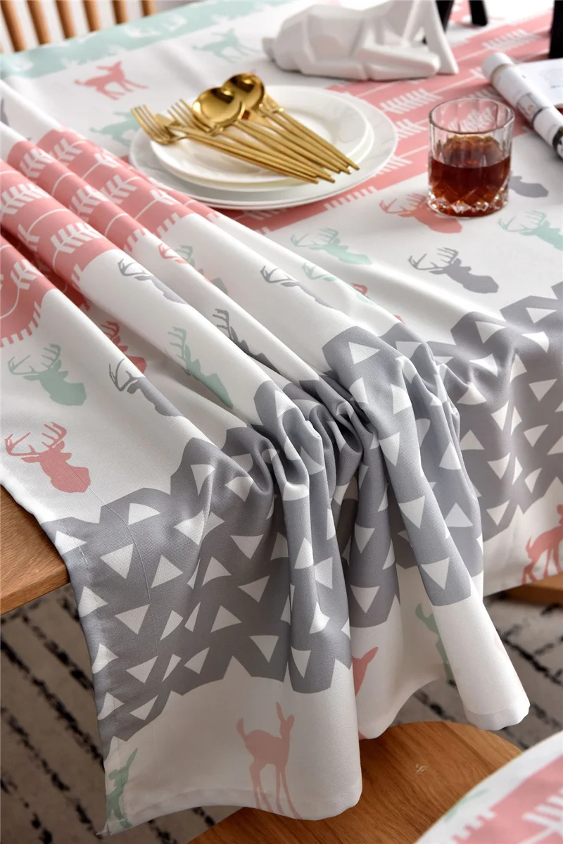 Free Shipping Elk Print Waterproof Table Cloth, Oil-Proof/Waterproof Stain-Resistant Table Cover for Outdoor and Indoor