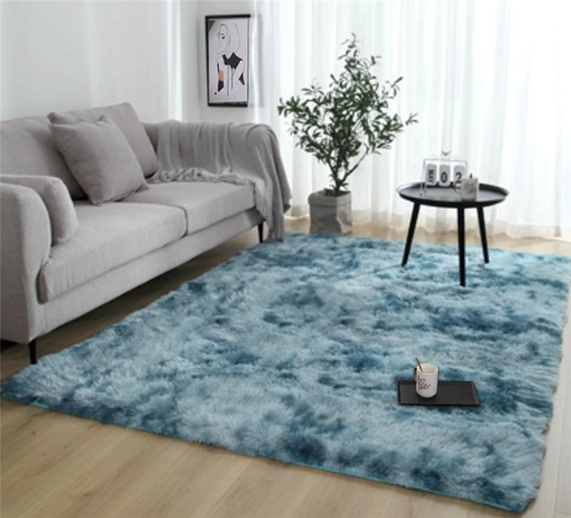 Fashion European Long Hair Bedroom Fur Carpet Bay Window Bedside Mat Washable Personality Blanket Gradient Color Living Room Rug