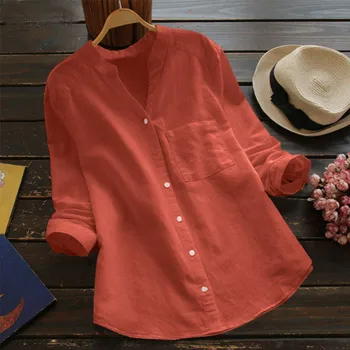 

Cotton Linen Shirts Blouses Womens Irregular Shirt Long Sleeve For Autumn 2020 Loose Casual Solid Color Blouses Plus Size J#