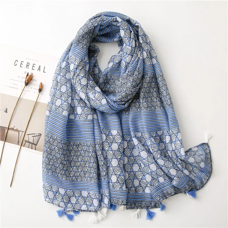 Schöne Patchwork Aztec Floral Quaste Viskose Schal Schal Dame Hohe Qualität Wrap Stirnband Bufandas Moslemisches Hijab Sjaal 180*90cm – Detail 38