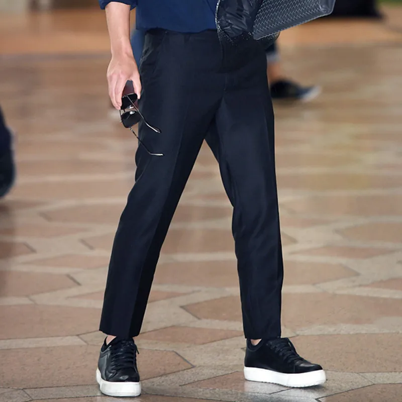 

Мужские повседневные брюки, карьерные, весна 2021, новинка, индивидуальные, без глажки, облегающие, в девять точек, повседневные брюки