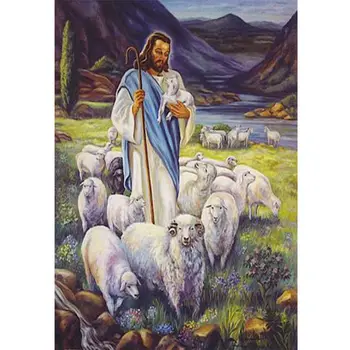 

DIY 3D Diamond Mosaic Animals Sheep And Christian Jesus Full Round Diamond Painting Diamond Embroidery Cross Stitch Landscape