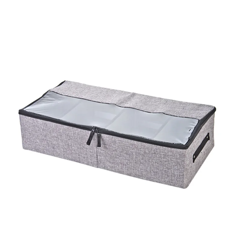 Складная коробка для хранения коробка для обуви Органайзер для шкафа, гардероба Носок Бюстгальтер Нижнее бельё для девочек хлопчатобумажный мешок для хранения под кроватью Органайзер - Цвет: Темно-серый