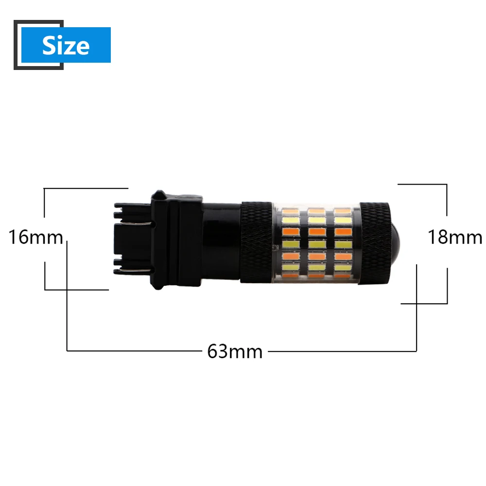 4 шт. 12 В 4014 60 SMD двойной цвет белый/янтарный 3157 P27/7 Вт T25 светодиодный объектив лампы автомобильная сигнальная лампа стоп-сигнал