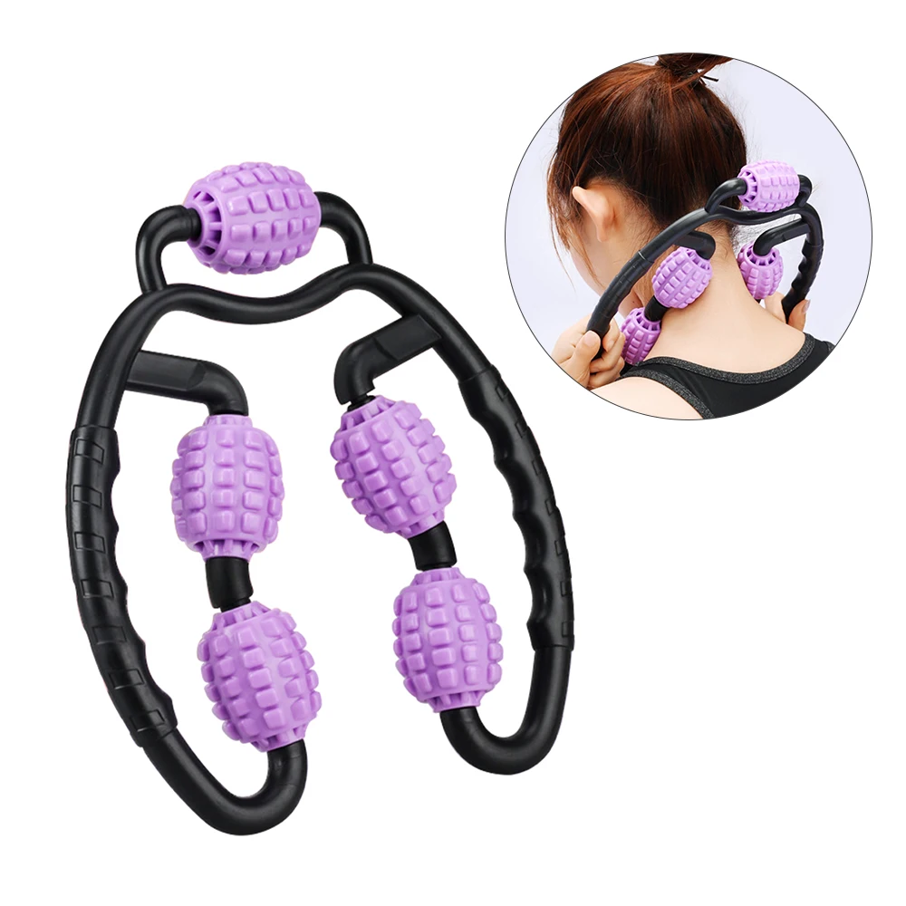 U Shape Trigger Point Massage Roller Tool 5 Wheel Roller Massager for Arm Leg Neck Muscle Tissue Pain Relief Fitness Gym Pilates