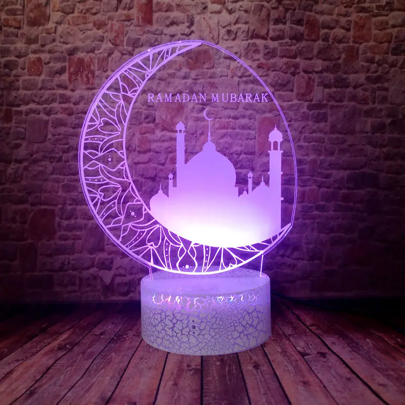 Eid Mubarak Модель 3D иллюзия светодиодный настольный ночной Светильник красочный светильник исламский Рамадан Mubarak флэш-игрушки для вечерние