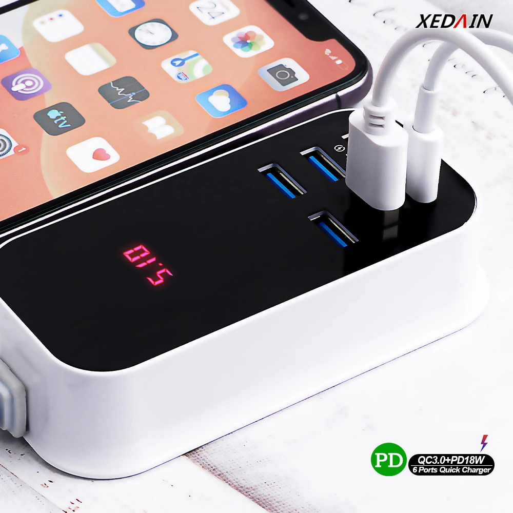 65 watt fast charger PD Fast Charging Multi-Port USB Charger For iPhone iPad Xiaomi Samsung Huawei Charging 5V/3A EU/U.S. Plug Adapter usb c 61w