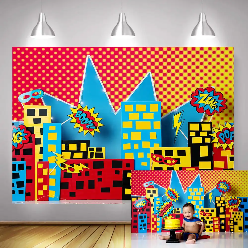 Telón de fondo fotográfico tema superhéroe Superman de dibujos animados