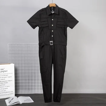 

Tooling jumpsuit short-sleeved jumpsuit Japanese hip-hop strap men's jumpsuit suit