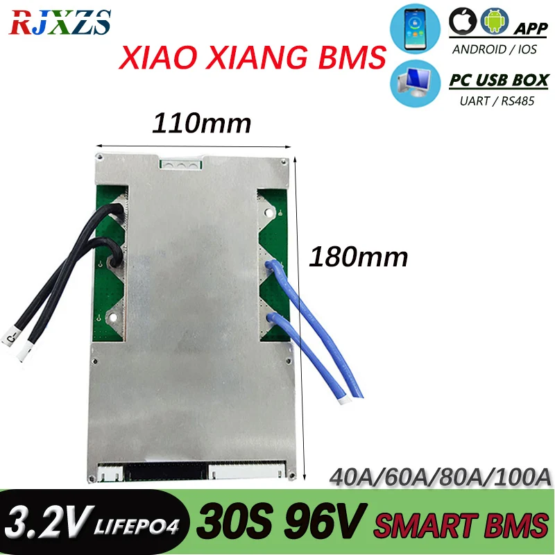 30S 40A/60A/80A/100A BMS Lifepo4 Smart с Android bluetooth-совместимым приложением UART программным