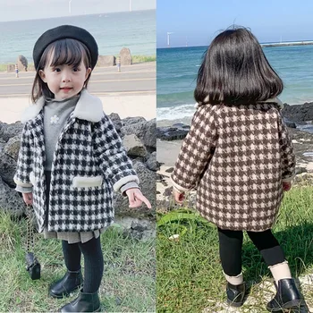

2019 new winter item girl fashion thick warm plaid coat two colors