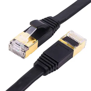 

Cat-7 Ethernet Cable Flat with Cable Clips, Shielded RJ45 Connectors, High Speed 10 Gigabit LAN Network Patch Cable, Faster Than