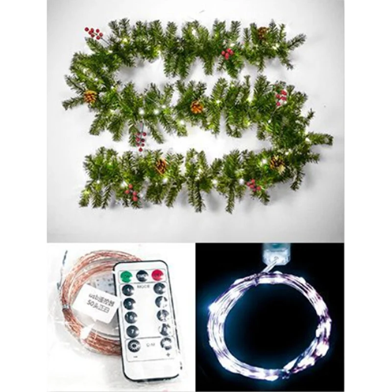 

Pre Lit Christmas Garland Fairy Lights Fireplace Door Party XMAS Decor Rattan UK