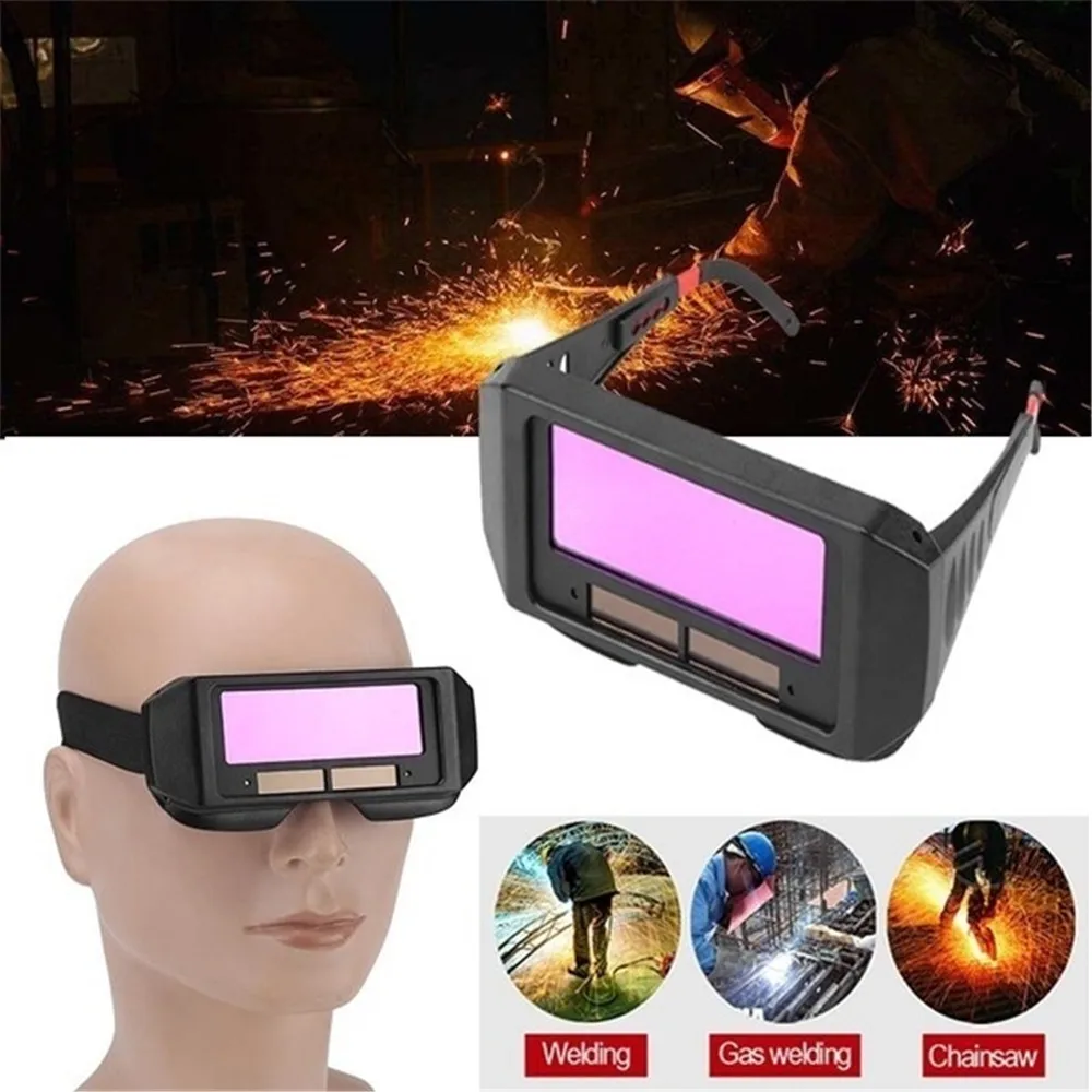 

Solar Powered Auto Darkening Welding Mask Helmet Eye Goggle Welding Glasses Arc Automatic head changing glasses with Band
