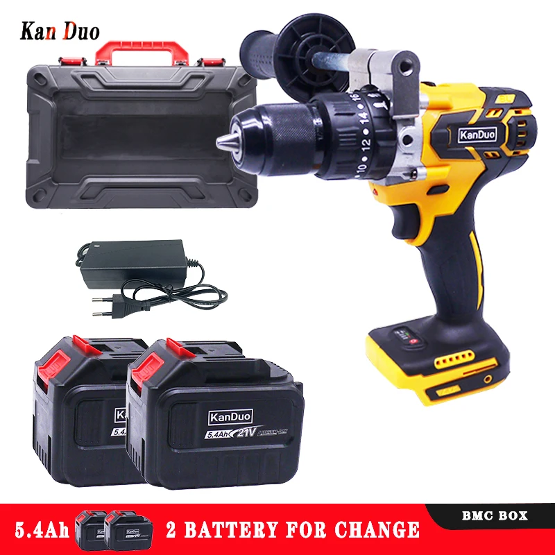 21V 13MM Brushless Electric Drill 180N/M 5400mah Battery Cordless Screwdriver With Impact Function Can Drill Ice Power Tools