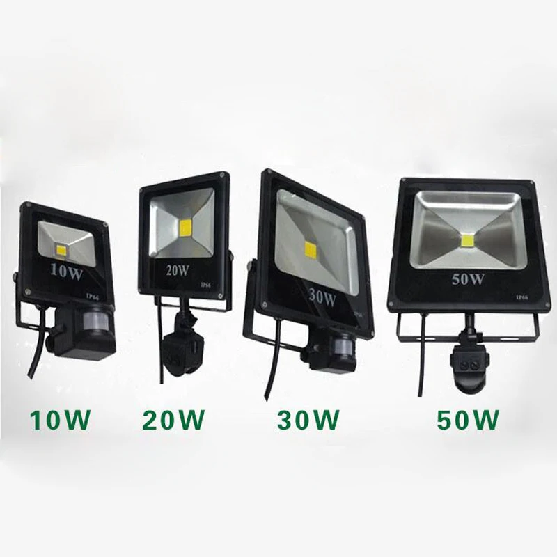 (20pcs/lot) 50W 30W 20W 10W DC 12V 24v AC 110V 220V LED flood light ourdoor square lamp PIR Motion sensor Induction | Лампы и