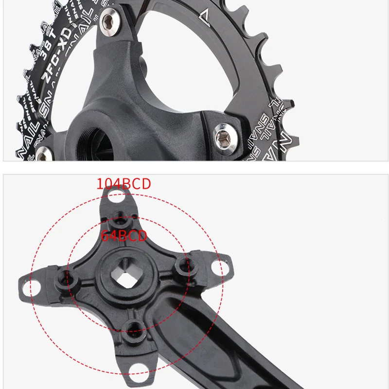 IXF  ũũ ü  104BCD, MTB  ũũ Ʈ, ˷̴ ձ, ϴ 170mm ũũ  32T 34T 36T 38T ÷Ʈ