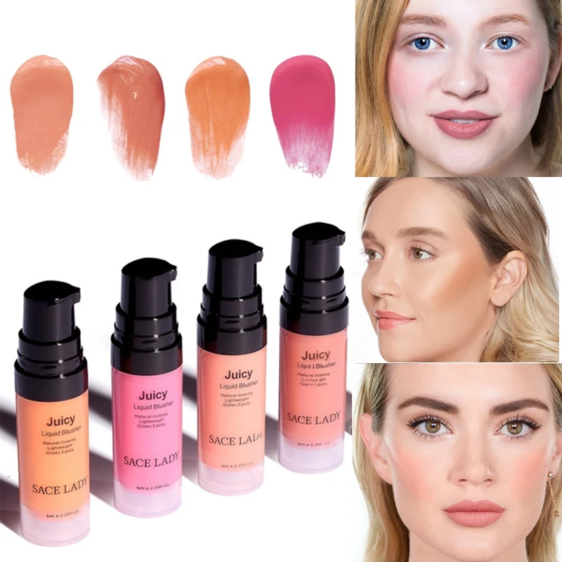 

4 Colors Liquid Blush Makeup Face Rouge Professional Natural Cheek Blusher Long Lasting Brand Peach Cosmetic Matte Blush