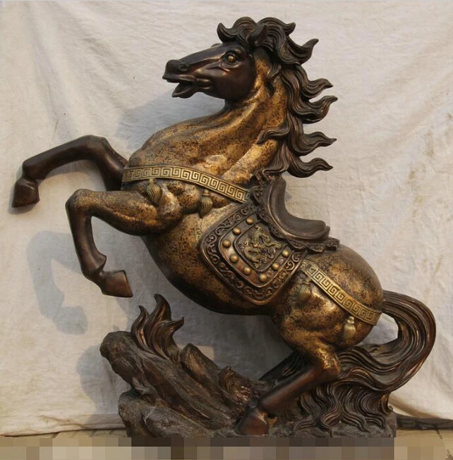 914+ China Bronze FengShui Zodiac Dragon Horse Success Luck Statue Sculpture