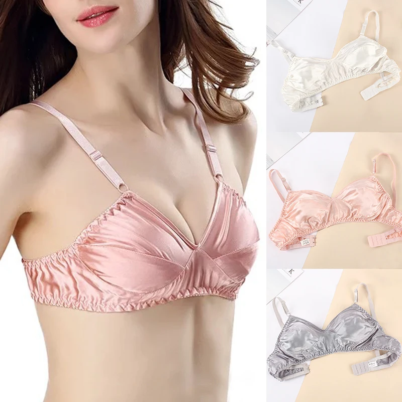 100 Mulberry Silk Bra Female Sexy Push Up Brassiere Breathable Smooth Comfortable Real Soie