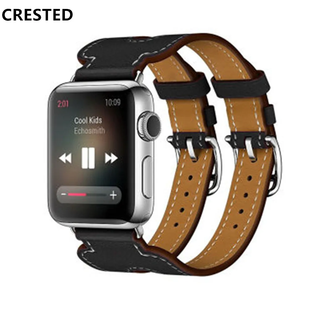 Кожаный ремешок для apple Watch band 44 мм/40 мм iwatch 5 4 42 мм/38 браслет с двойной пряжкой watch