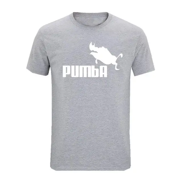 Забавные милые футболки с принтом Homme Pumba, мужские повседневные хлопковые топы с короткими рукавами, крутая футболка, летний Трикотажный костюм, футболка - Цвет: Light grey-B