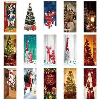 

2pcs/set 3D Christmas Tree Decorative Refrigerator Door Sticker Waterproof Self Adhesive Wallpaper Wall Mural Decal Home Decor