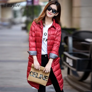 

Fitaylor Ultra Light Down Jacket Winter Women Coats Black Overcoat Warm 90% Duck Down Padded Long Jackets Female Down Parkas