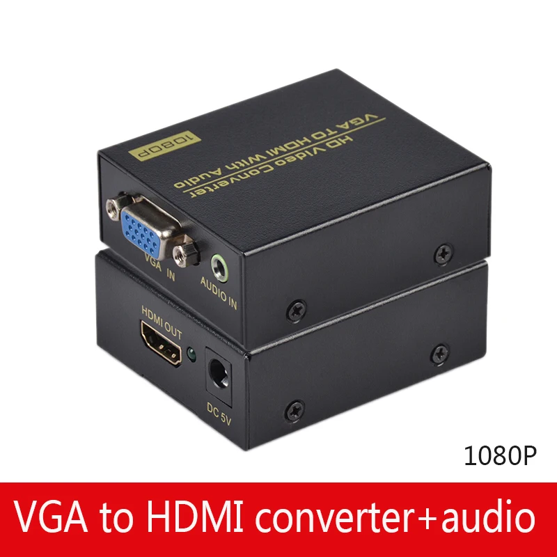 VGA audio to HDMI video converter audio sync output VGA input HDMI output computer monitor HD 1