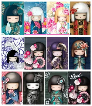 

5D DIY diamond painting kimono doll diamond embroidery cartoon picture cross stitch sewing bag home gift