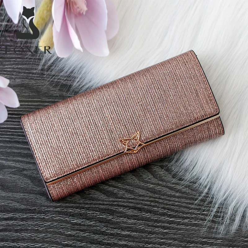 Wallets Card-Holder Luxury Purse Split-Leather FOXER Female Fashion Womens Clutch-Bag