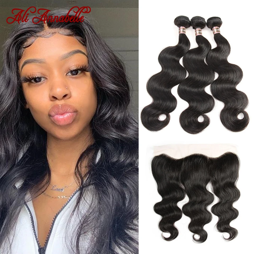 For Sale HAIR Lace-Frontal Ali-Annabelle Body-Wave Brazilian with 3-Bundles/remy 16WprQOj