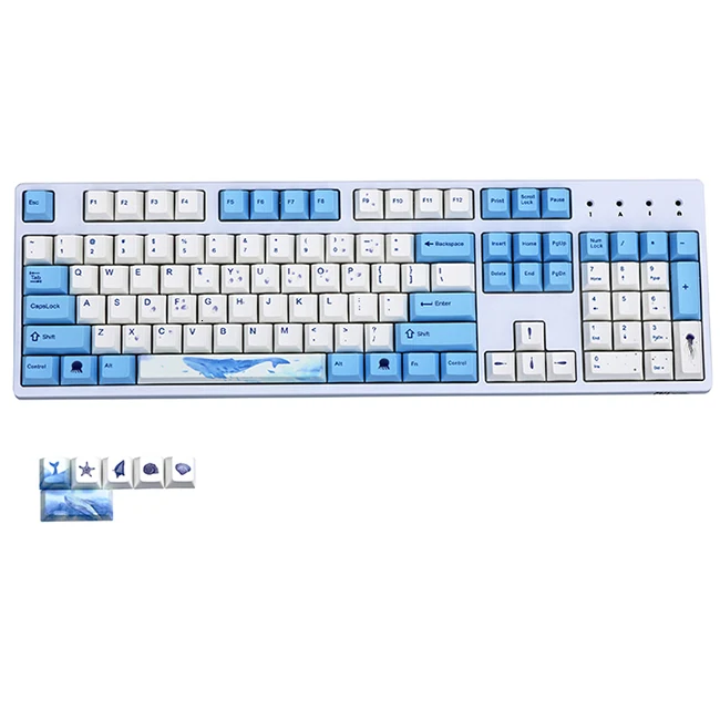 Whale 110 keys Кит 108/110 ключей сублимируемый краситель клавишные колпачки из ПБТ для механической клавиатуры Cherry filco Ducky keycap Вишневый профиль только брелки - Цвет: Whale 110 keys