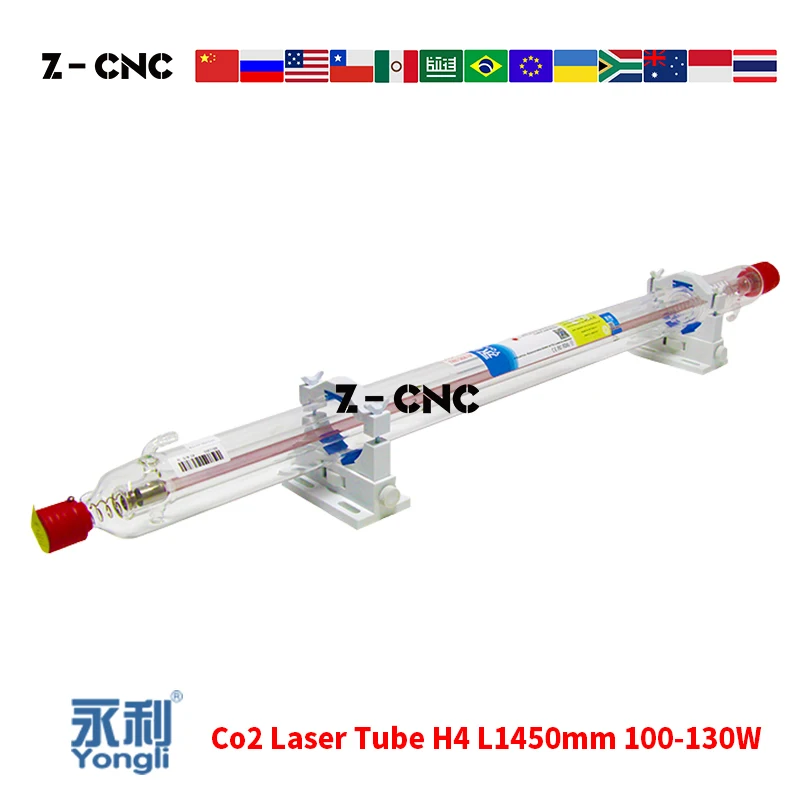 Доставка из Москвы! Yongli H4 Co2 Laser Tube 100W 110W 120W 130W Длина 1450 мм Стеклянная лазерная