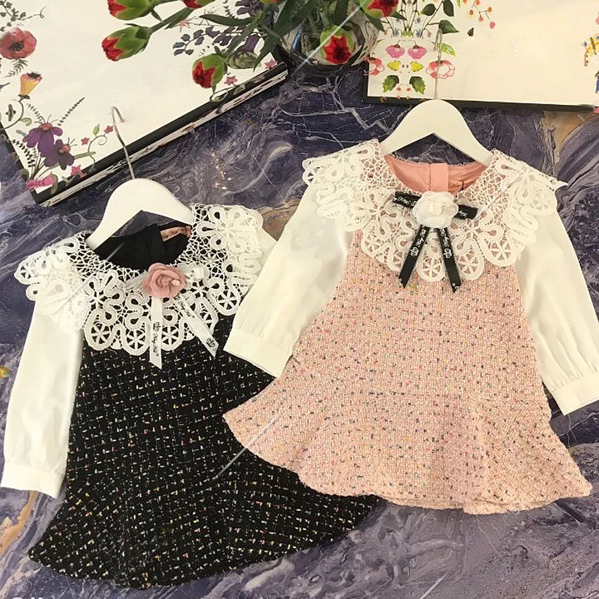 

1269C Embroidery Floral Princess Toddler Baby Girl Christmas Dress Fall Winter Party Kid Dress ForGirl Thanksgiving Baby Clothes