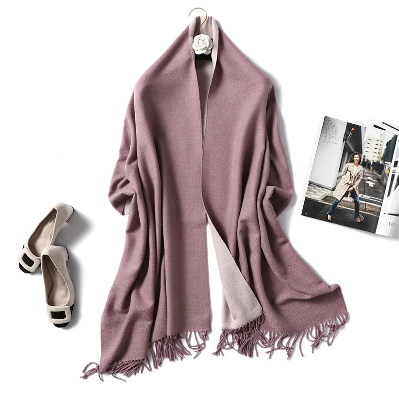 style33 Новое поступление, однотонные простые кашемировые шарфы с кисточками, женский зимний толстый теплый шерстяной платок, шаль, пашминовый палантин, пончо, бандана - Цвет: style33