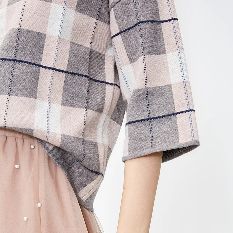 Vero Moda женский клетчатый свитер с высоким воротником и рукавом три четверти | 318313517
