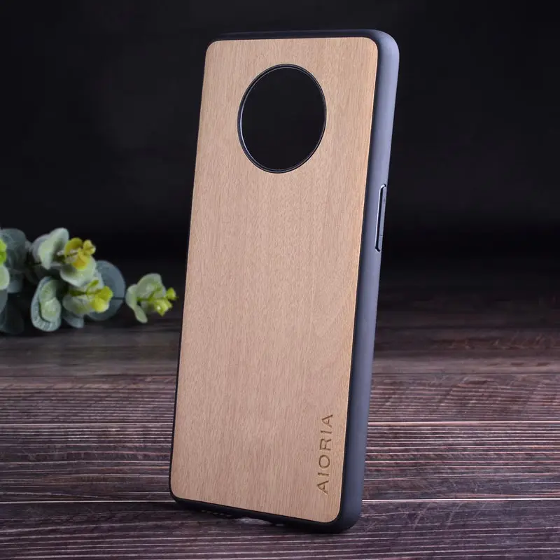 Beige Деревянный чехол для Oneplus 7T TPU+ PC+ wood pu Кожаные чехлы coque fundas для Oneplus 7T - Цвет: Beige