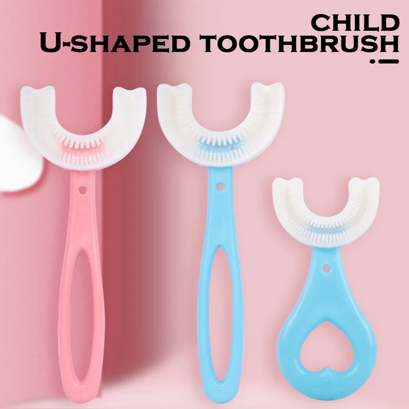 Baby Toothbrush Children 360 Degree U-shaped Child Teethers Soft Silicone Brush Kids Teeth Oral Care Cleaning | Мать и ребенок